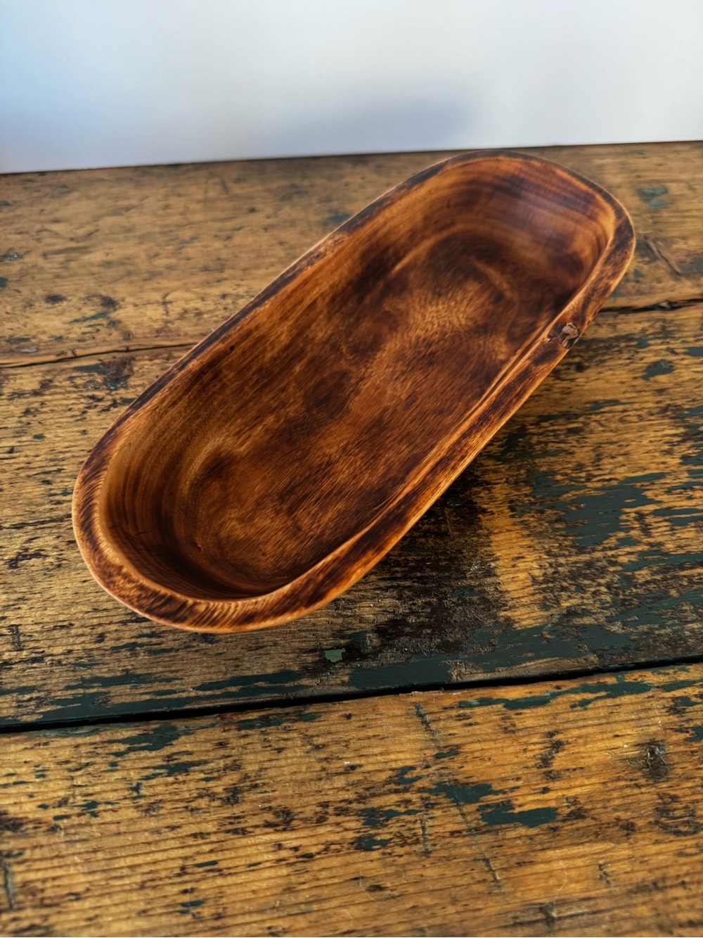 Handcrafted Rustic Wood Decorative Tray - Burnt Brown